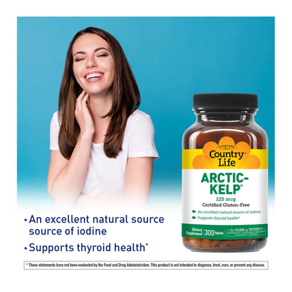 Country Life Kelp Iodine – 300 Tablets, Gluten-Free