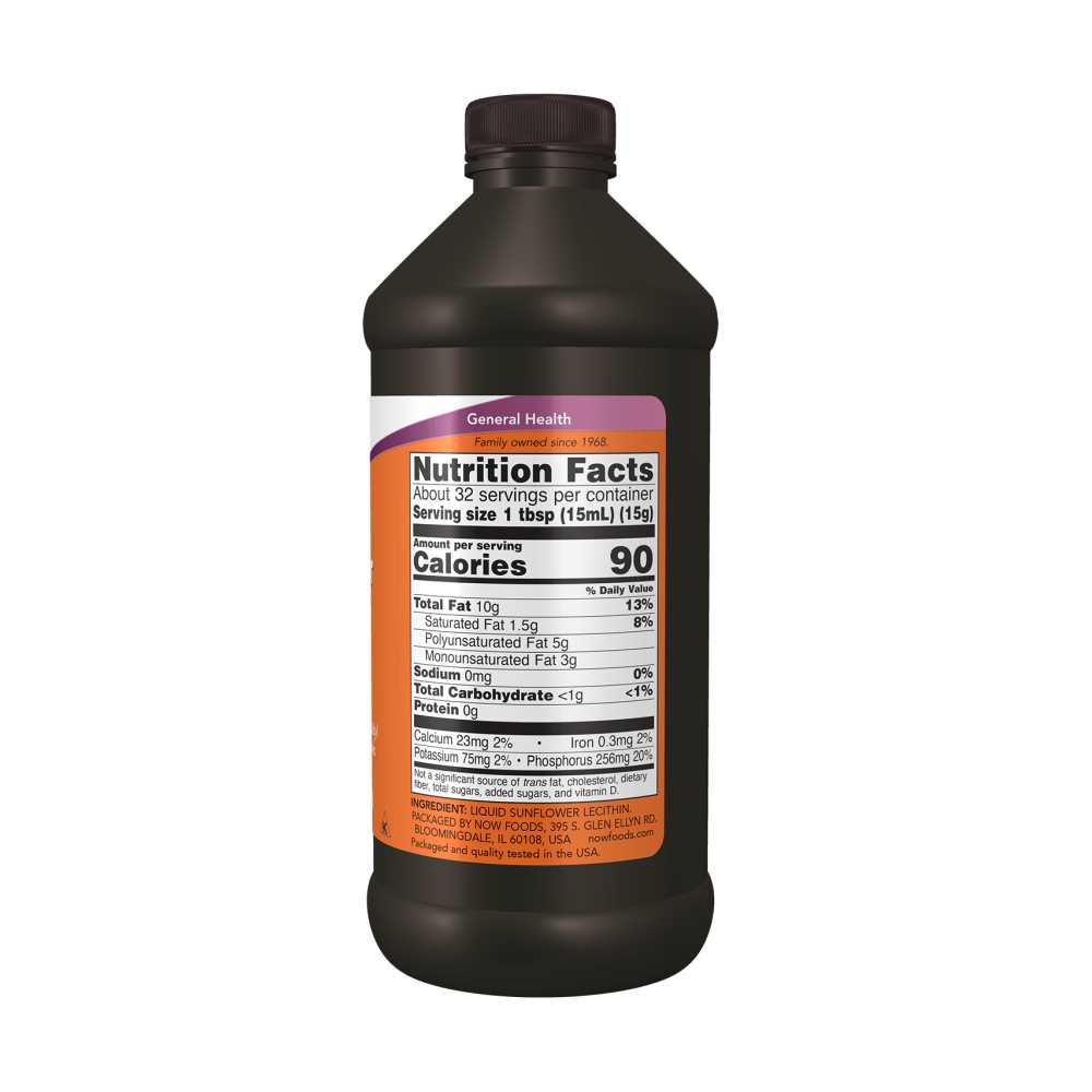 Now Foods Sunflower Lecithin Liquid – Soy-Free Brain & Nerve Support | 473 M L Phospholipid Supplement