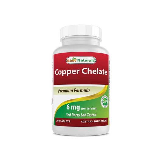 Best Naturals Copper Chelate 6 mg per Serving- 360 Tablets