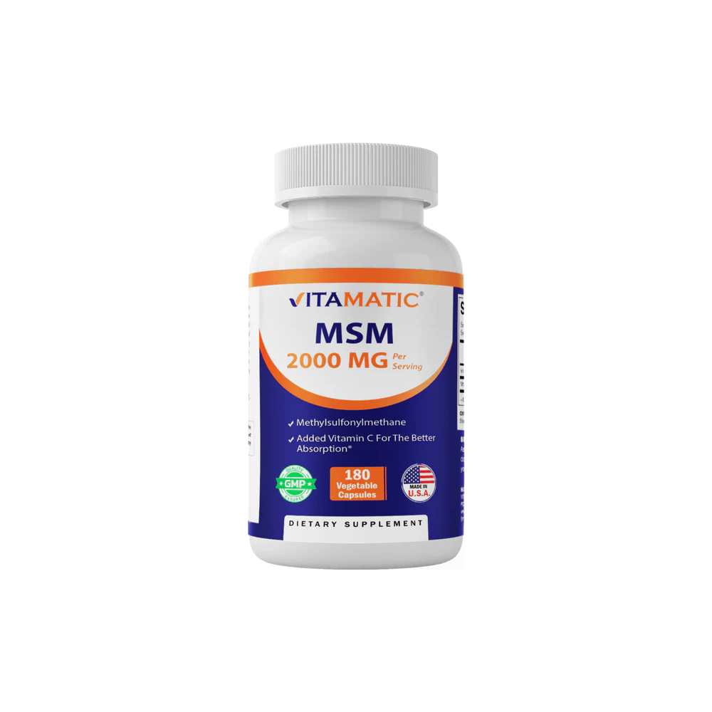 Vitamatic MSM 2000 mg with Vitamin C 75mg - 180 Veg Capsules
