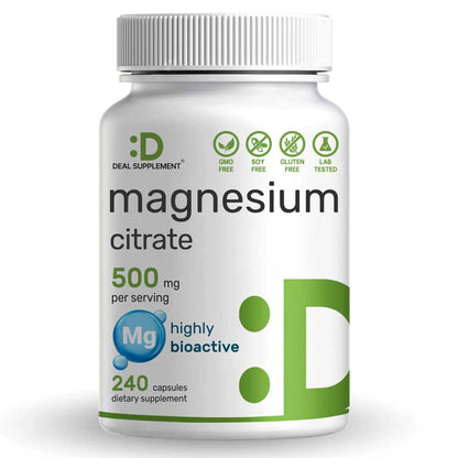 Deal Supplement Magnesium Citrate 500mg, 240 Capsules