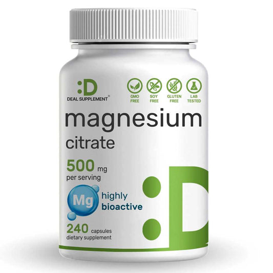 Deal Supplement Magnesium Citrate 500mg, 240 Capsules