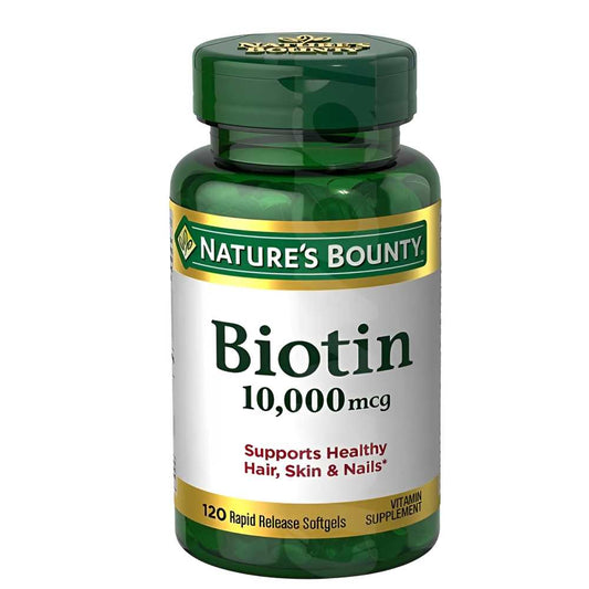 Nature's Bounty Biotin 10,000mcg – Healthy Hair, Skin & Nails, 120 Rapid Release Softgels