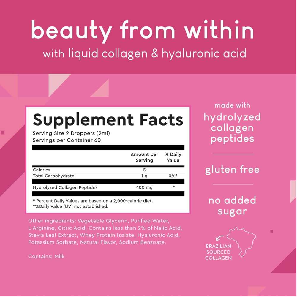 360 Nutrition – Collagen + Hyaluronic Acid | Liquid Formula | 120 M L | 40-Day Supply