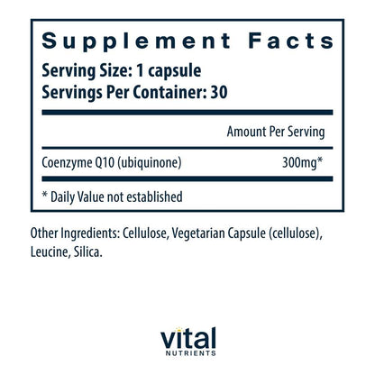 Vital Nutrients Co Enzyme Q10 300mg 30 Caps