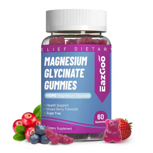 Eazgoo Magnesium Glycinate Gummies 400mg – Sugar-Free Mixed Berry Flavor | 60 Gummies