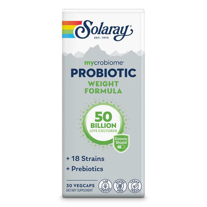 Solaray Mycrobiome Probiotic Weight Formula, 50 Billion, 18 Strain Once Daily 30 Caps