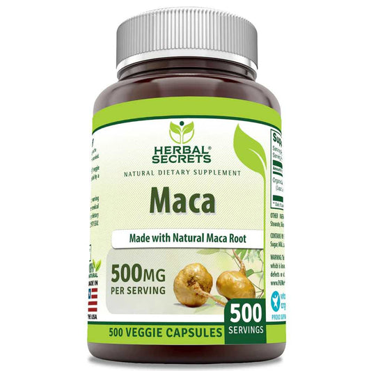 Herbal Secrets Maca Root 500 Mg 500 Veggie Capsules