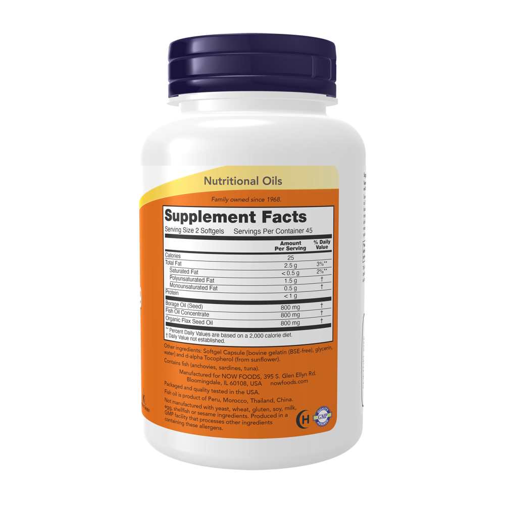 Now Foods Super Omega 3-6-9 Fish Oil with Borage & Flax – 90 Softgels
