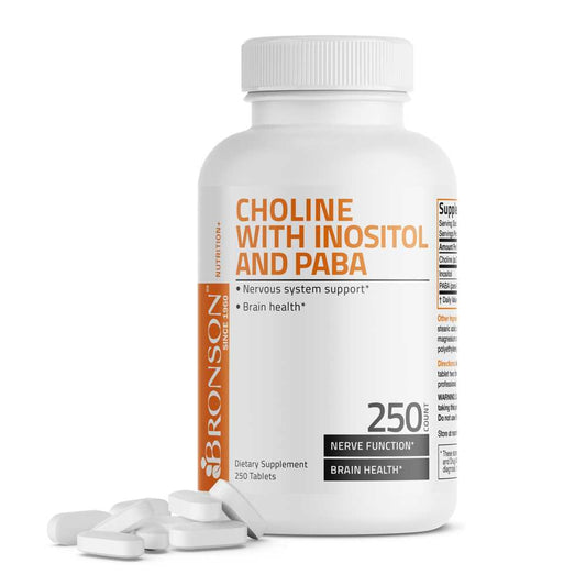 Bronson Vitamins Choline with Inositol and Paba - 250 Tablets