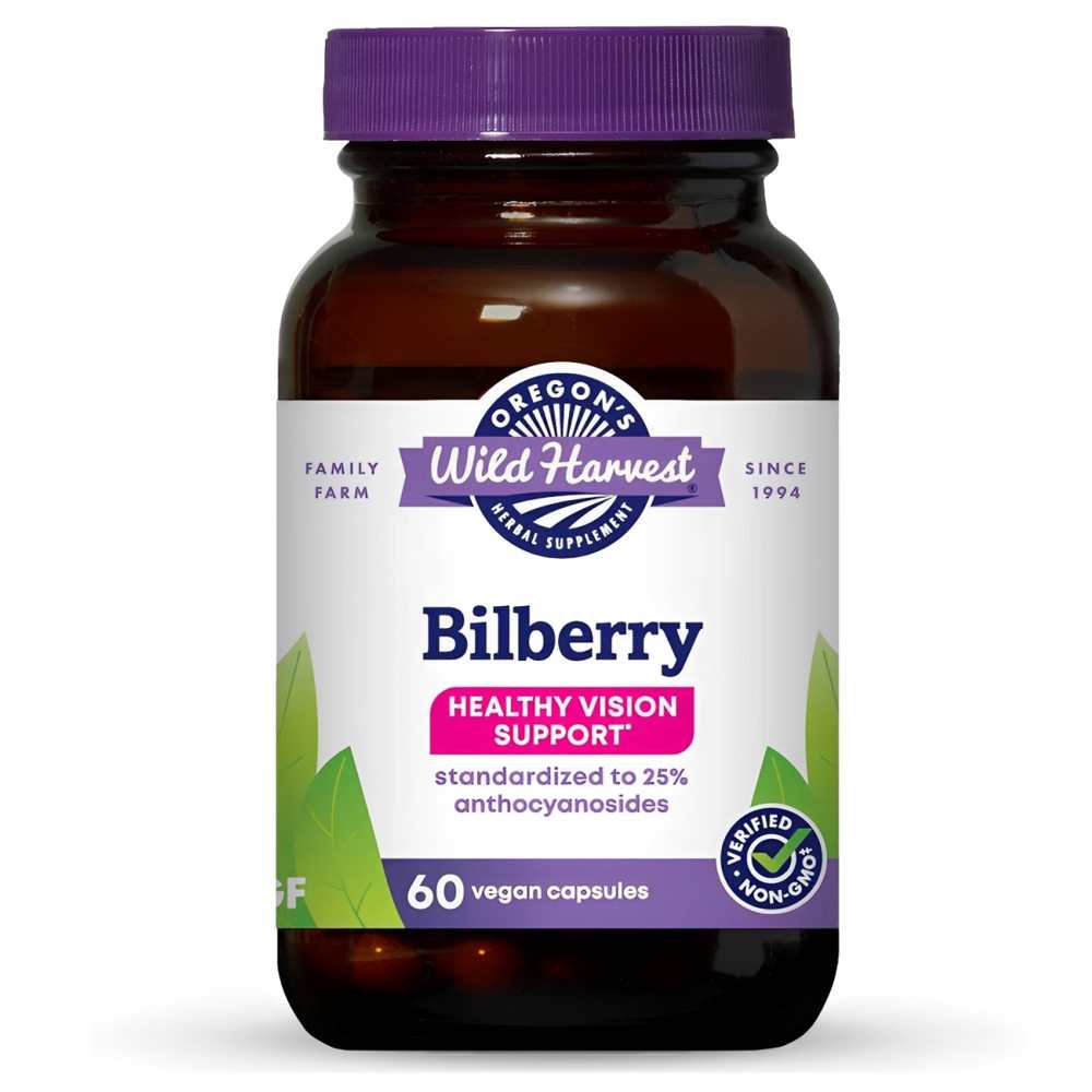 Wild Harvest Bilberry – 25% Anthocyanosides – Healthy Vision Support – 60 Vegan Capsules