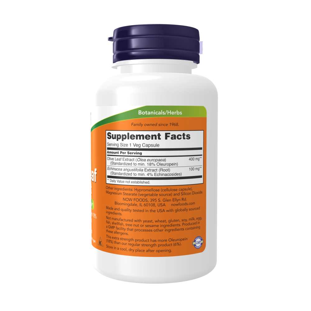 Now Foods Olive Leaf & Echinacea – Dual Action Formula for Immune Health | 100 Vegan Capsules