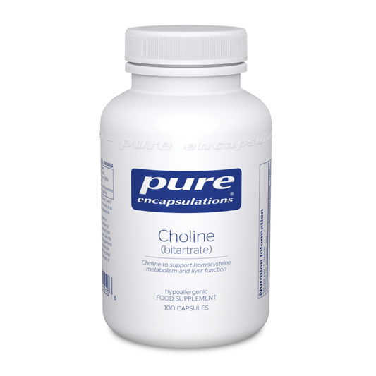 Pure Encapsulations Choline (Bitartrate) 100 Capsules - Support Homocysteine Metabolism & Liver Function