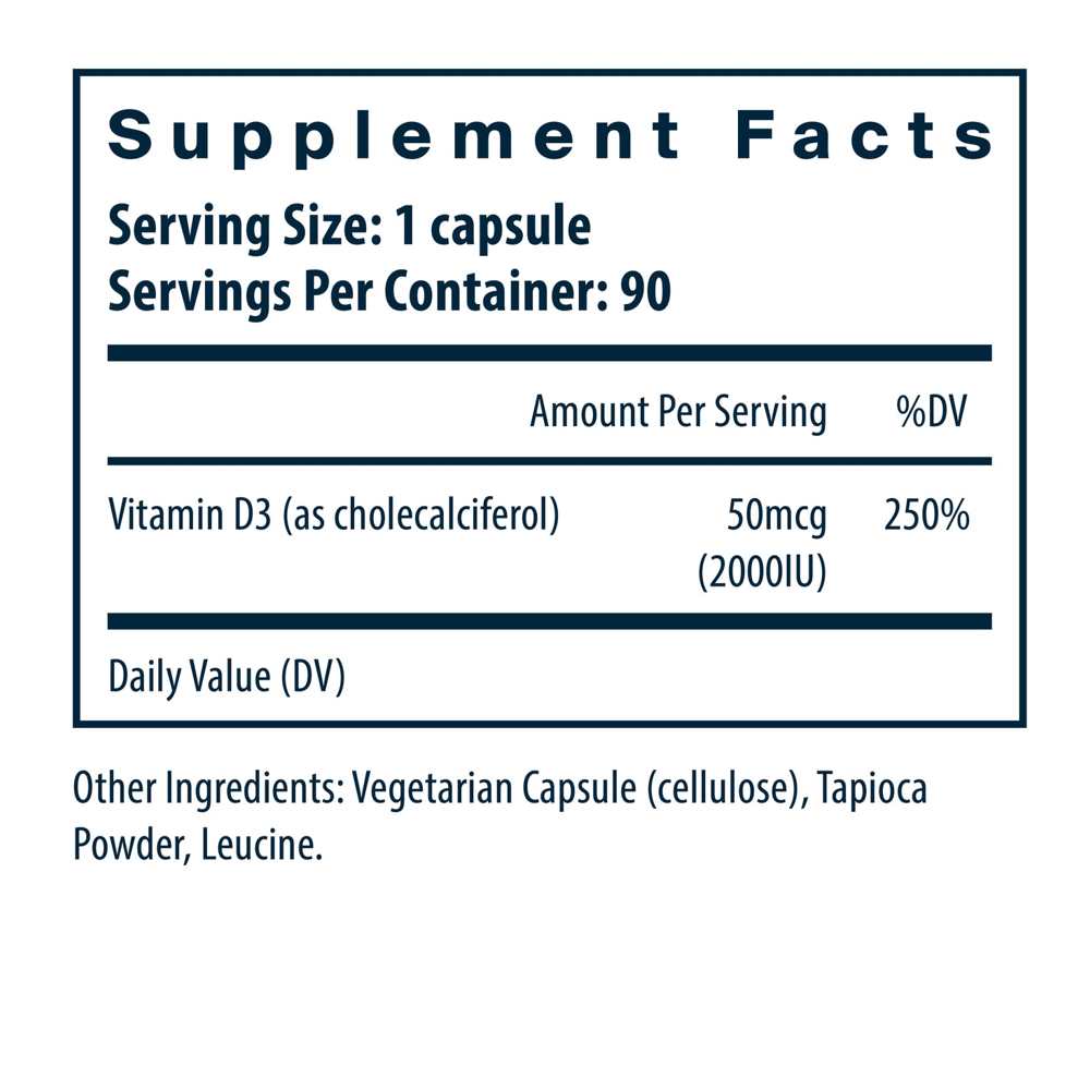 Vital Nutrients Vitamin D3 2000 Iu 90 Caps