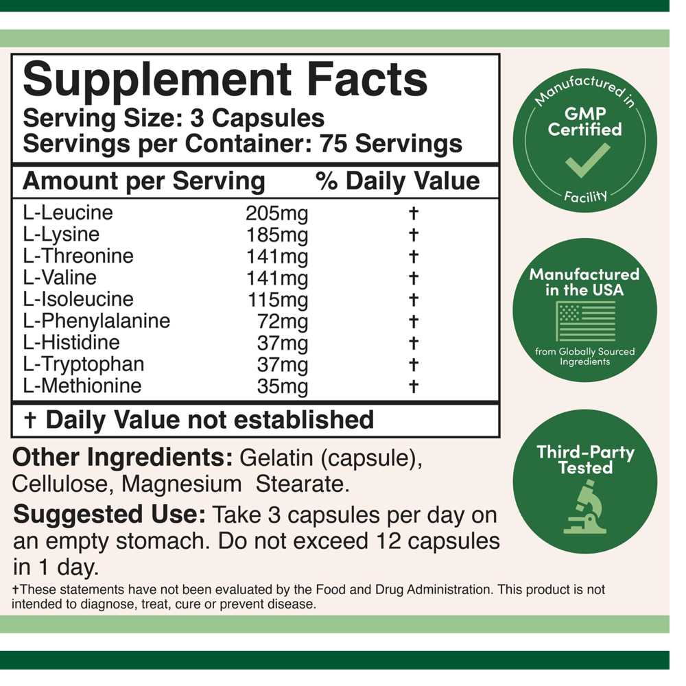 Double Wood Essential Amino Acids – 225 Capsules