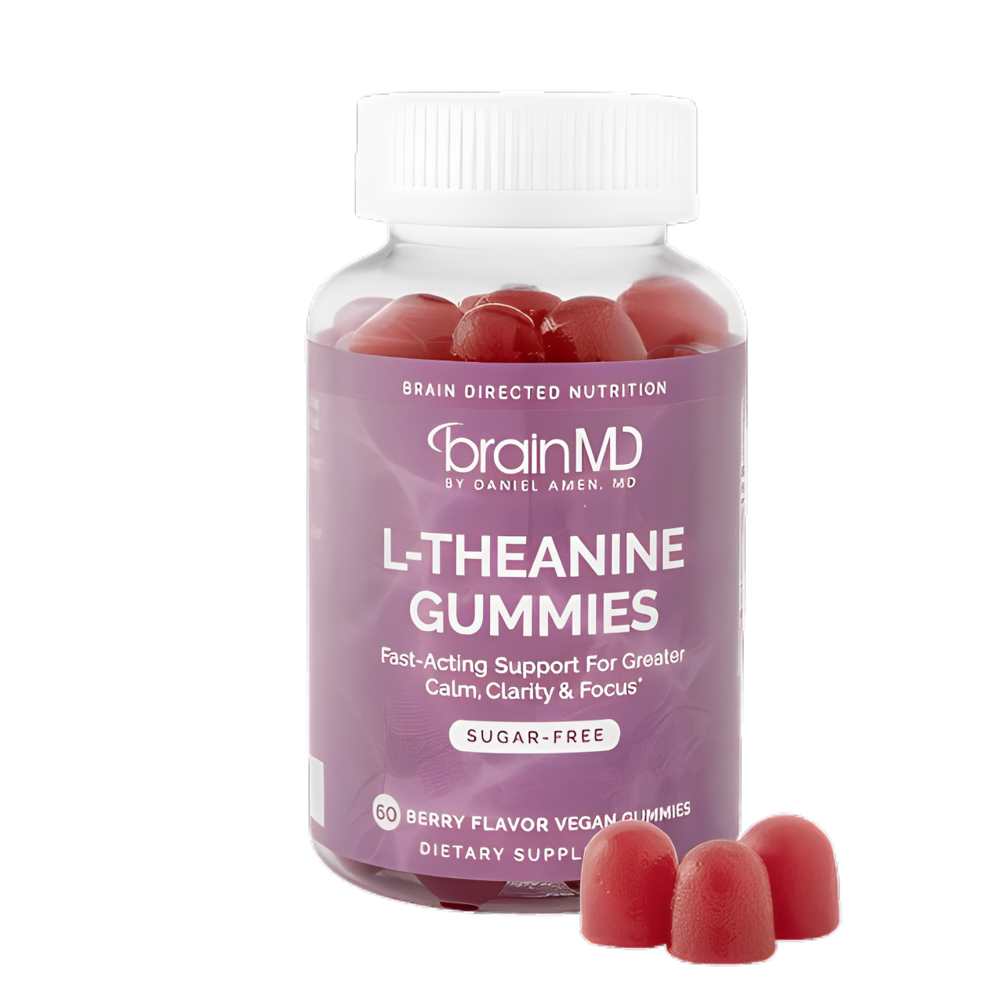 Brain MD L-Theanine Gummies – Fast-Acting Calm, Clarity & Focus Support, Sugar-Free, 60 Count