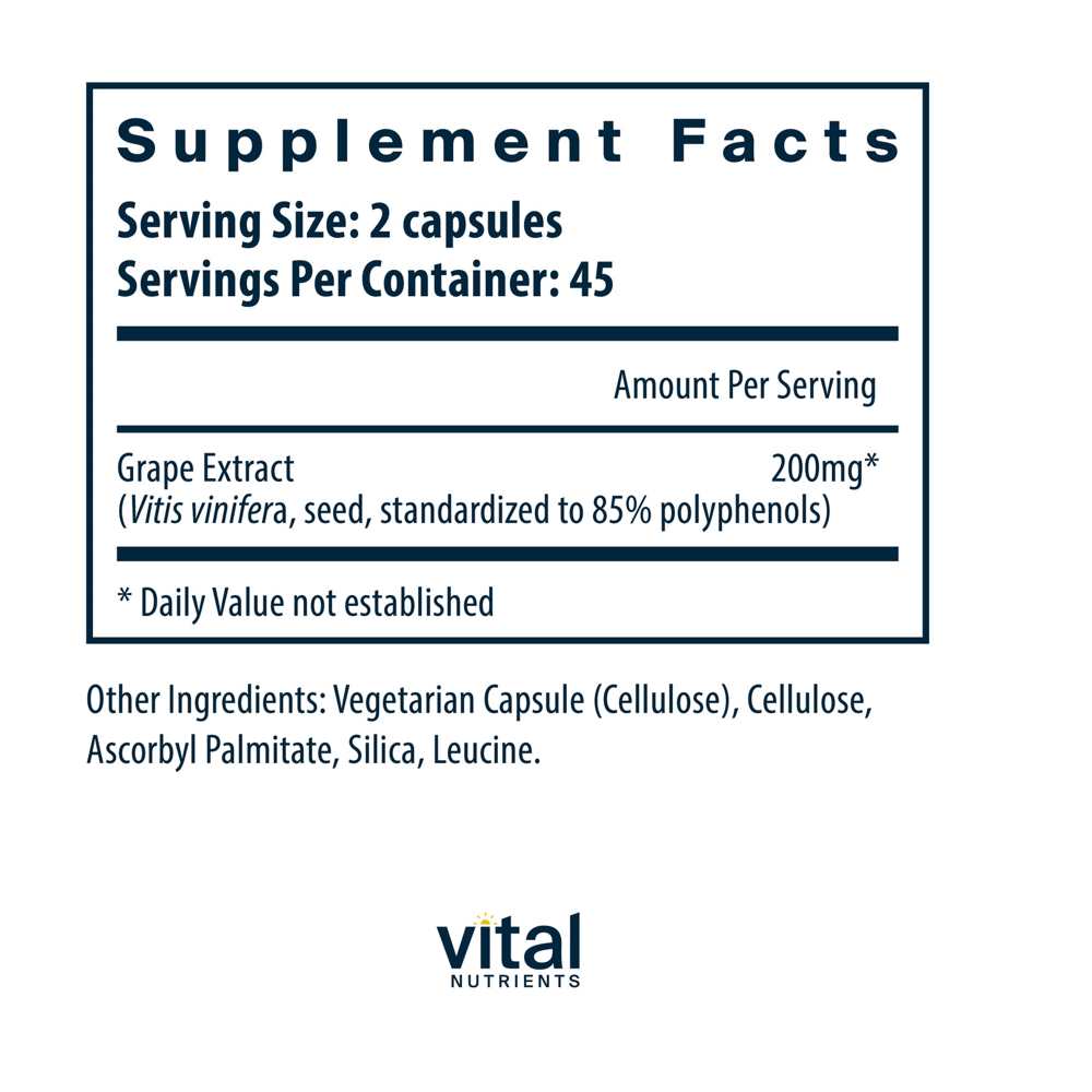Vital Nutrients Grape Seed Extract 100mg 90 Caps