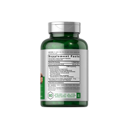 Horbäach Turmeric Curcumin with Black Pepper 2250mg per Serving | 180 Capsules