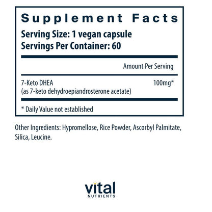 Vital Nutrients 7-Keto Dhea 100mg 60 Caps