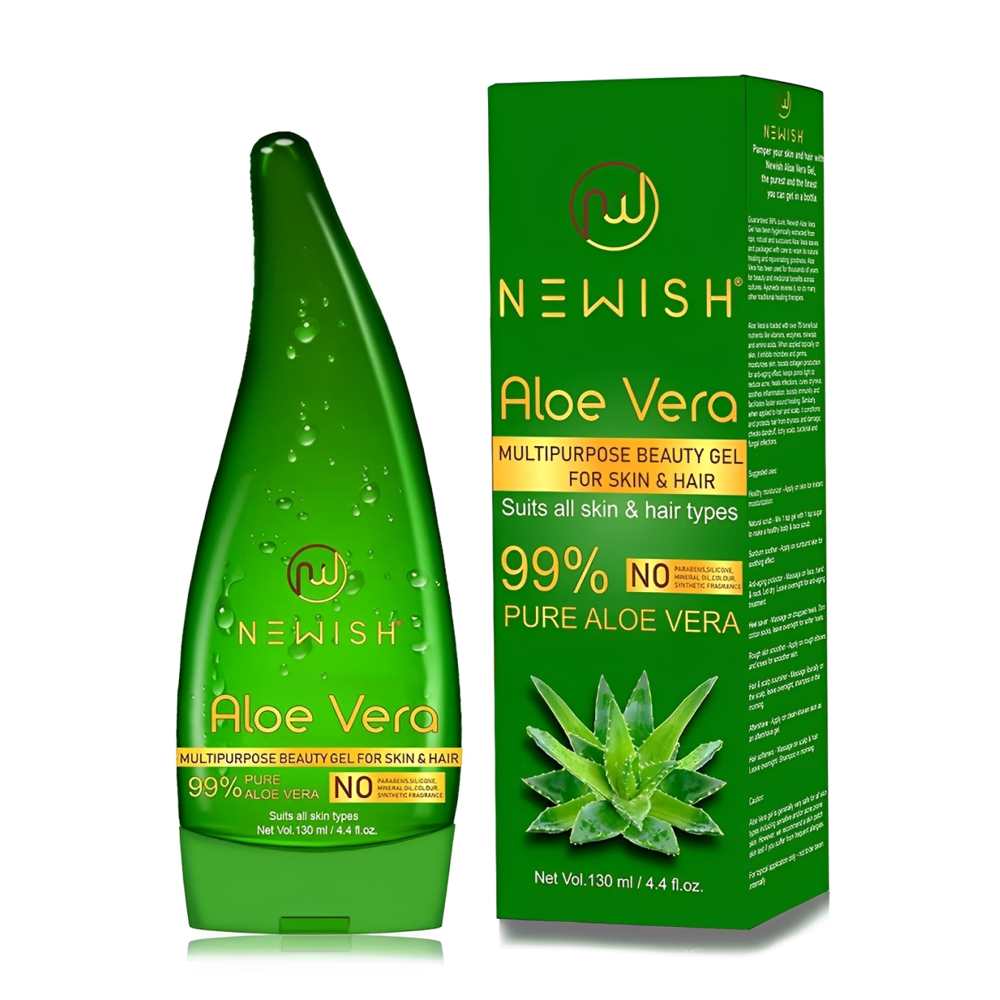 Newish Aloe Vera Gel – 99% Pure, Multipurpose Beauty Gel for Skin & Hair (130ml)