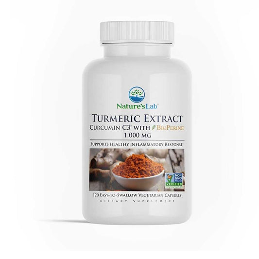 Nature's Lab Turmeric Extract Curcumin C3 with Bio Perine – 1,000mg, 120 Vegetarian Capsules