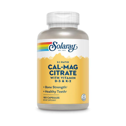Solaray Cal-Mag Citrate W/d-3 & K-2, 2:1 Ratio 180 Caps