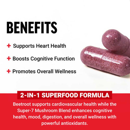 Force Factor Beetroot + Mushrooms – 120 Capsules