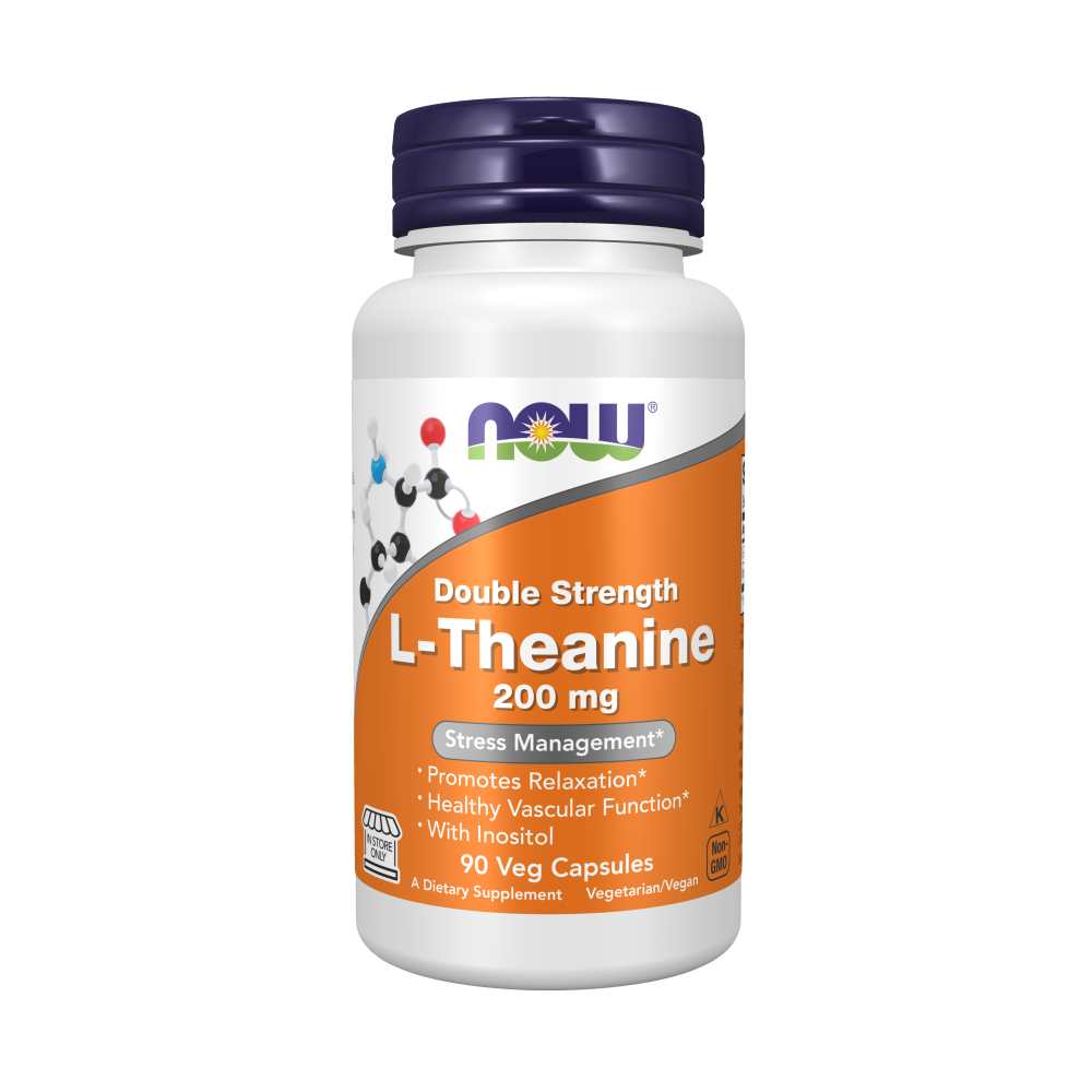 Now Foods L-Theanine 200 Mg – Double Strength Stress Relief – 60 Veg Capsules