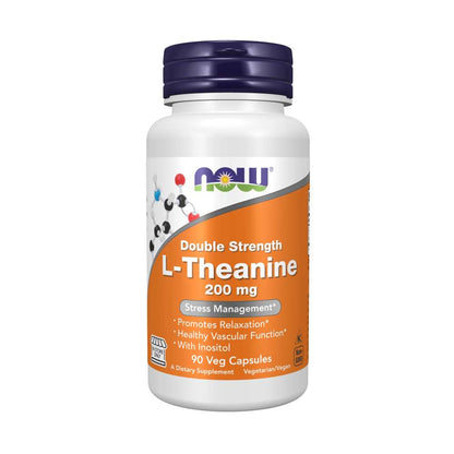 Now Foods L-Theanine 200 Mg – Double Strength Stress Relief – 60 Veg Capsules