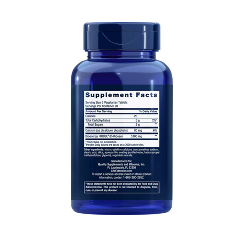 Life Extension D-Ribose Tablets – 100 Vegetarian Tablets