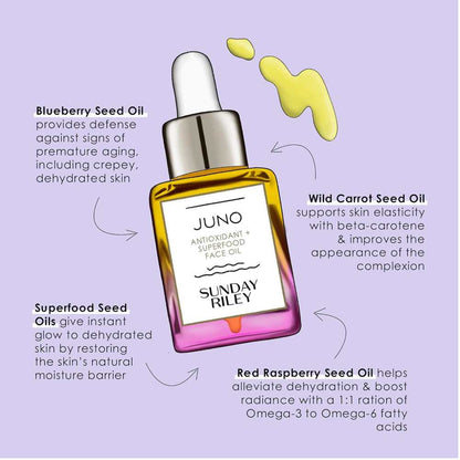 Juno by Sunday Riley – 35ml Superfood Face Oil | Cold-Pressed Antioxidants + Carrot Seed Oil