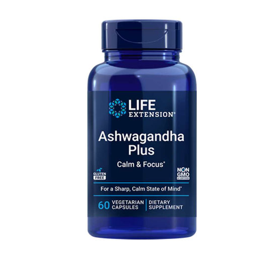Life Extension Ashwagandha Plus Calm & Focus – 60 Vegetarian Capsules