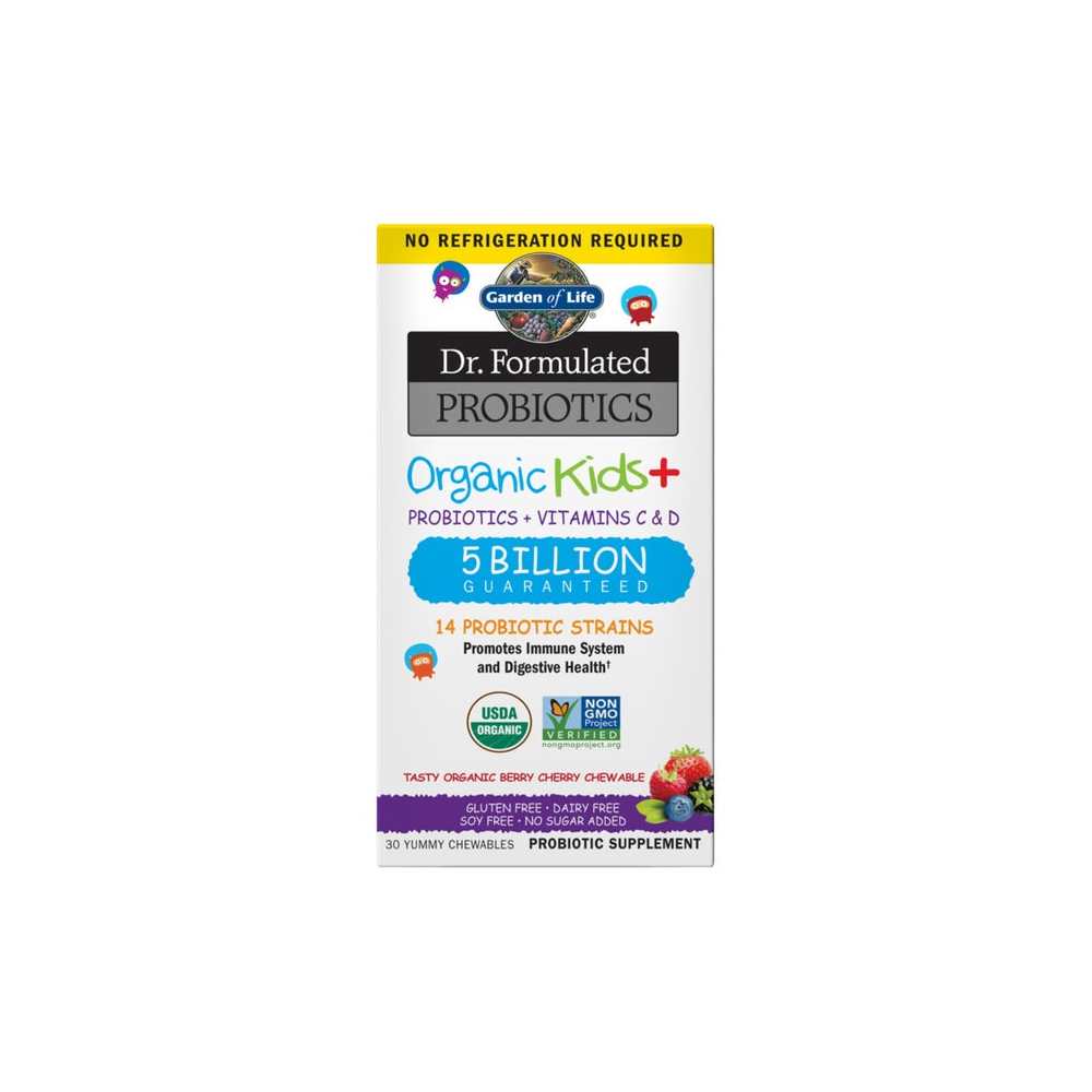 Garden of Life Dr. Formulated Probiotics Organic Kids+ Shelf-Stable Berry Cherry 30 Chewables