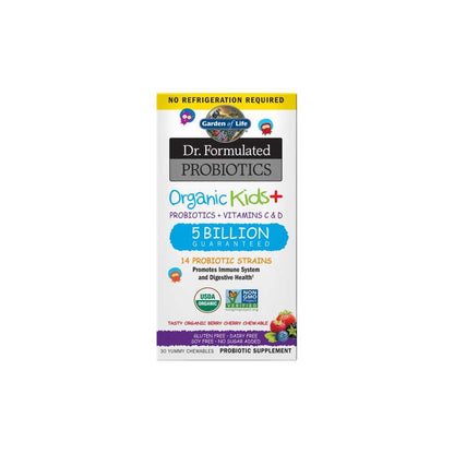 Garden of Life Dr. Formulated Probiotics Organic Kids+ Shelf-Stable Berry Cherry 30 Chewables
