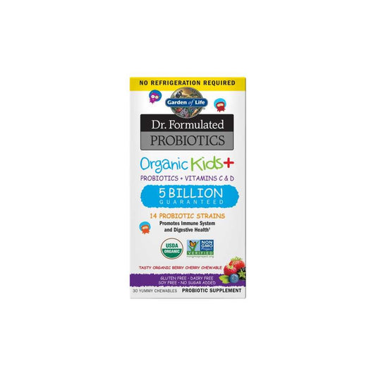 Garden of Life Dr. Formulated Probiotics Organic Kids+ Shelf-Stable Berry Cherry 30 Chewables