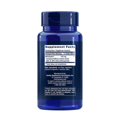 Life Extension Standardized European Bilberry Extract 100 Mg, 90 Vegetarian Capsules
