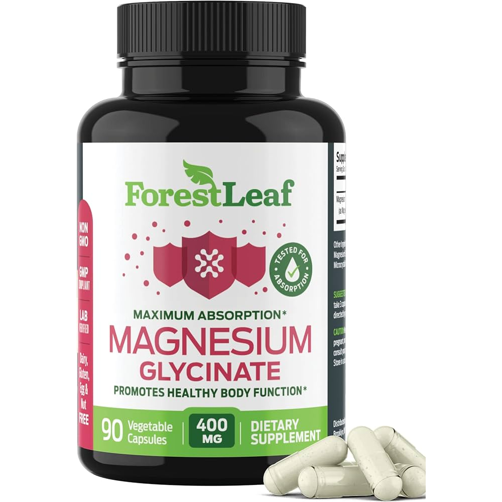 ForestLeaf Maximum Absorption Magnesium Glycinate - Promotes Healthy Body Functions