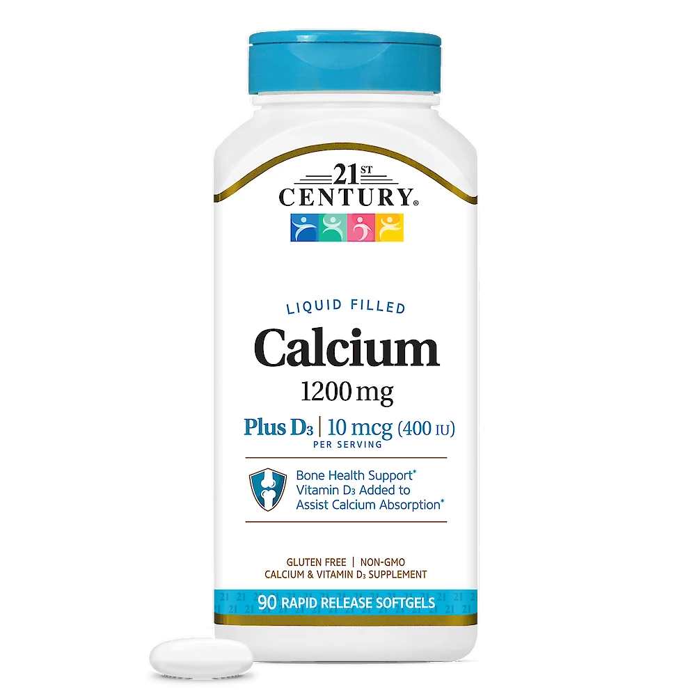 21st Century Calcium 1200 mg +D3 Liquid Filled 90 Rapid Release Softgels