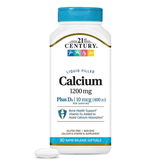 21st Century Calcium 1200 mg +D3 Liquid Filled 90 Rapid Release Softgels