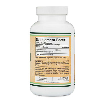 Double Wood Shatavari – 1000mg Ayurvedic Support for Women's Wellness | 180 Capsules