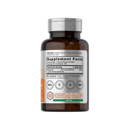 Horbäach Vitamin D-3 2000 Iu | 150 Softgels