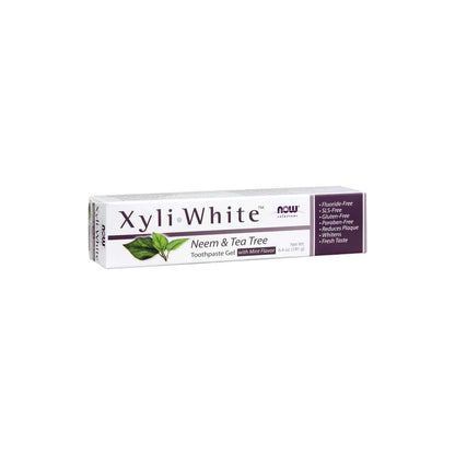 Now Foods Xyli White™ Neem & Tea Tree Toothpaste Gel – Fluoride-Free with Xylitol – Natural Whitening Toothpaste – 181 G