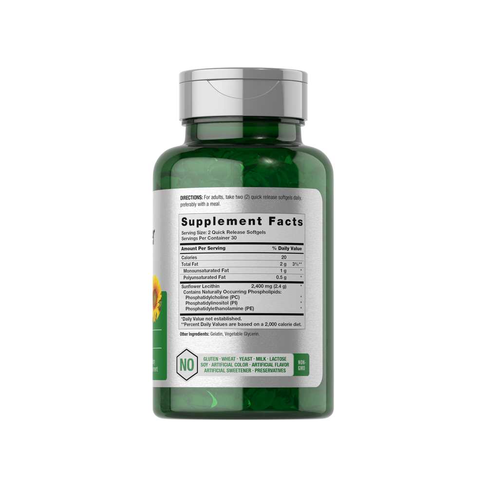 Horbäach Sunflower Lecithin 2400mg per Serving | 60 Softgels