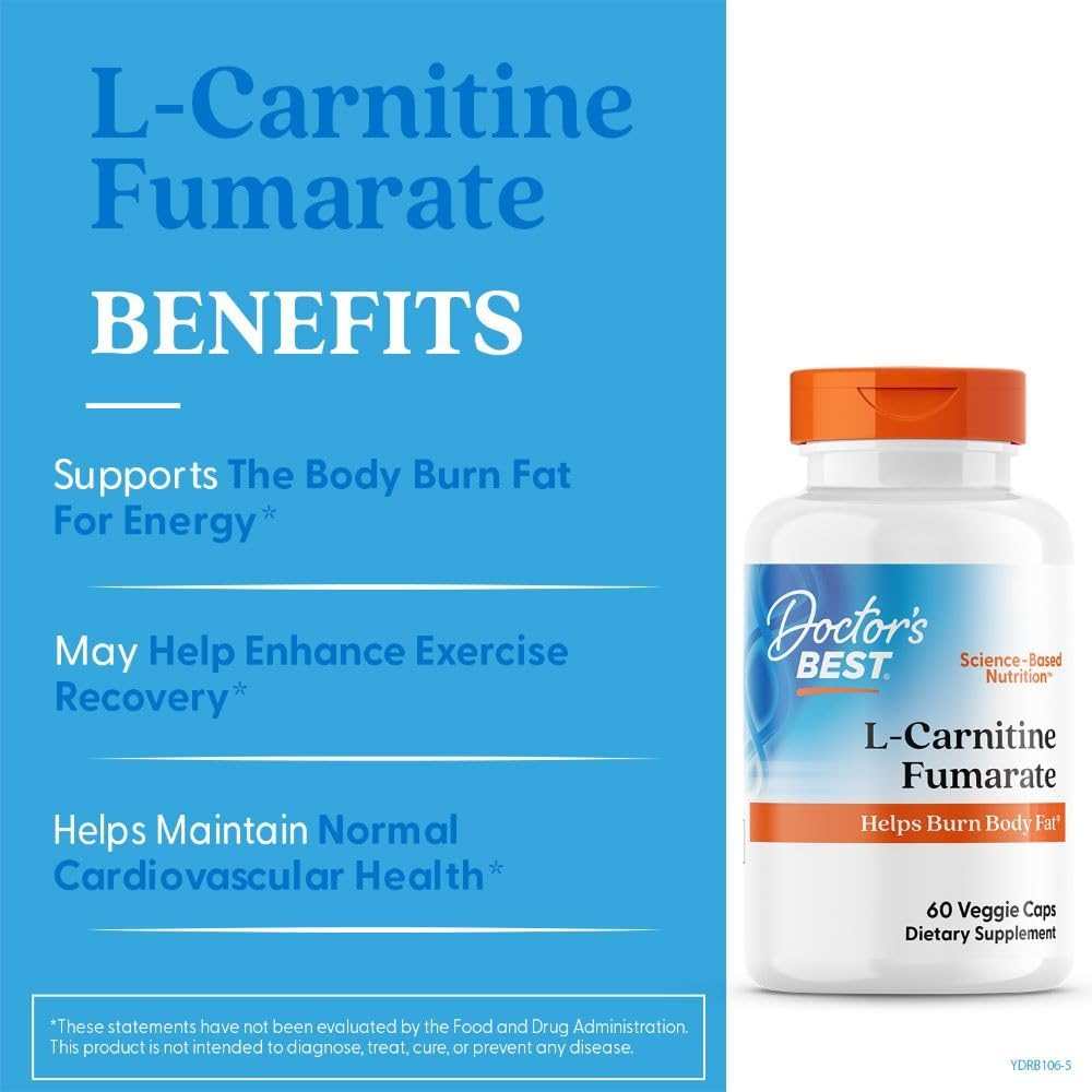 Doctor's Best L-Carnitine Fumarate with Biosint Carnitines, 855 Mg, 60 Veggie Caps