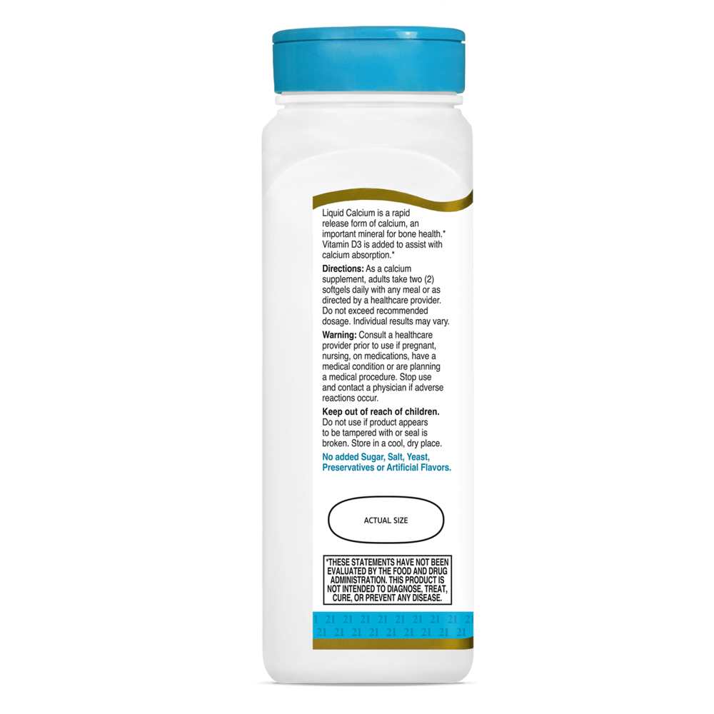 21st Century Calcium 1200 mg +D3 Liquid Filled 90 Rapid Release Softgels