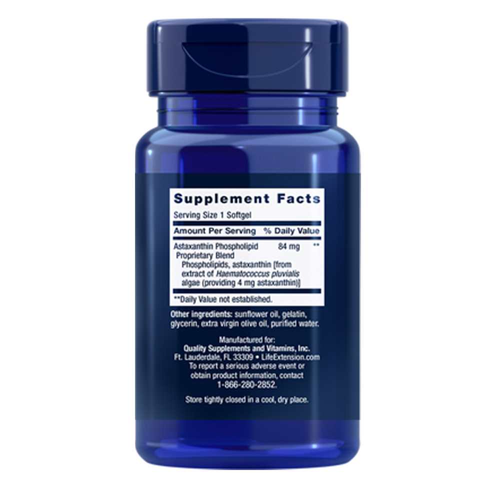 Life Extension Astaxanthin with Phospholipids 4 Mg, 30 Softgels