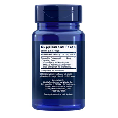Life Extension Astaxanthin with Phospholipids 4 Mg, 30 Softgels