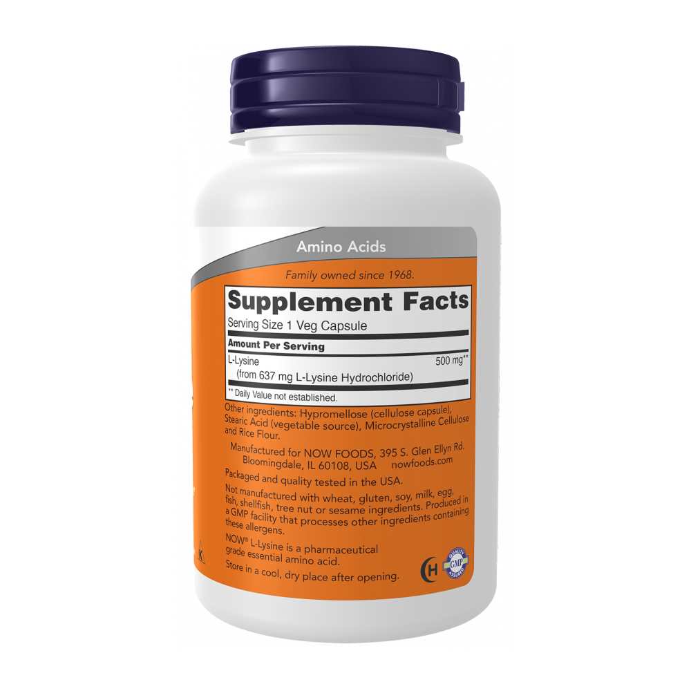 Now Foods L-Lysine 500 Mg – Collagen Production & Immune Health Support – 100 Vegan Capsules