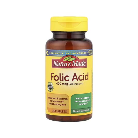 Folic Acid 400MCG Tablets By Nature Made With Important B Vitamin For Women Of Childbearing Age - Helps In Nervous System Functions