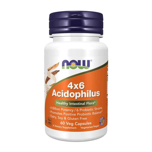 Now Foods 4x6 Acidophilus – 4 Billion Cfu, 6 Strains – 60 Veg Capsules